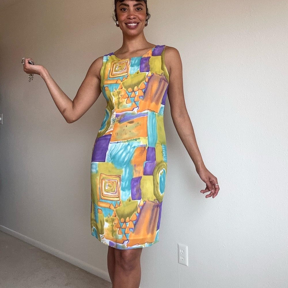 Colorful Abstract Print Women's Dress